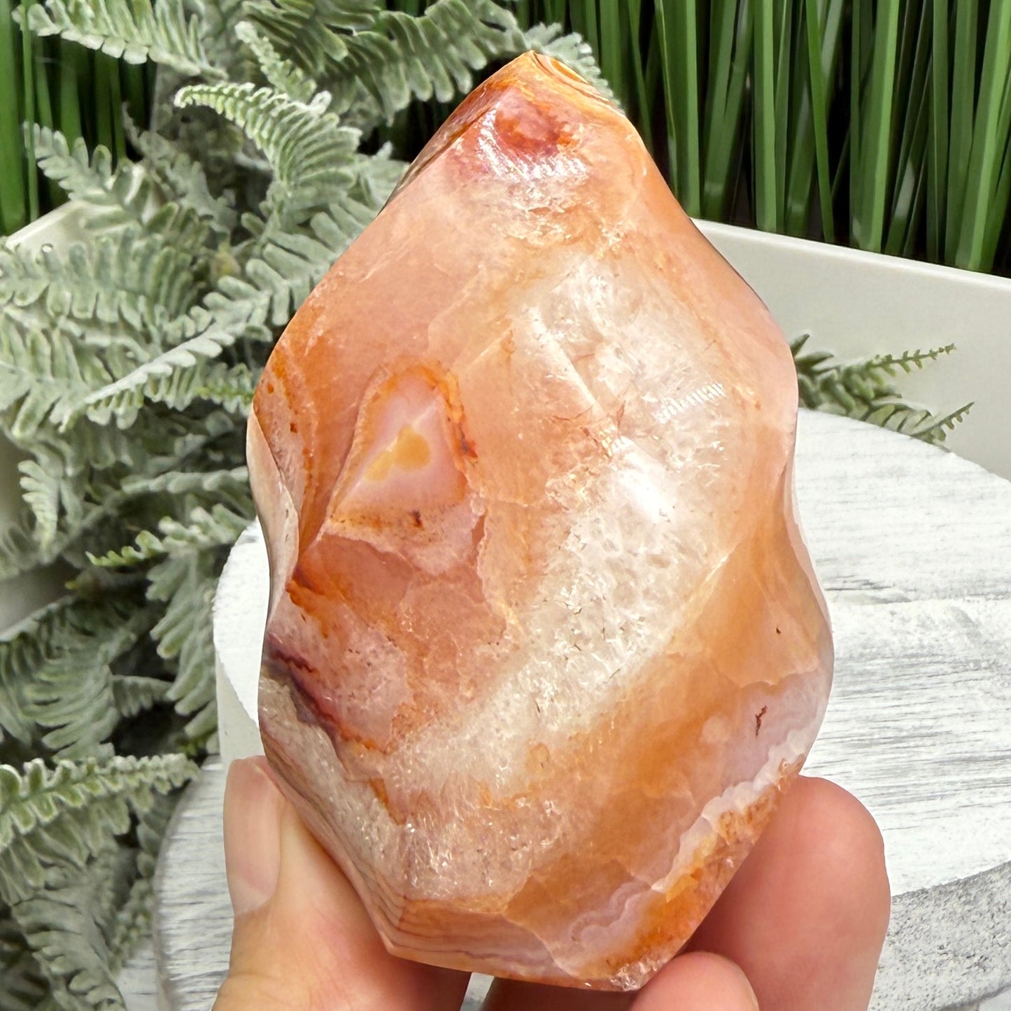 Carnelian Flame Stone of Endurance Motivation Healing Crystal Carving 214g