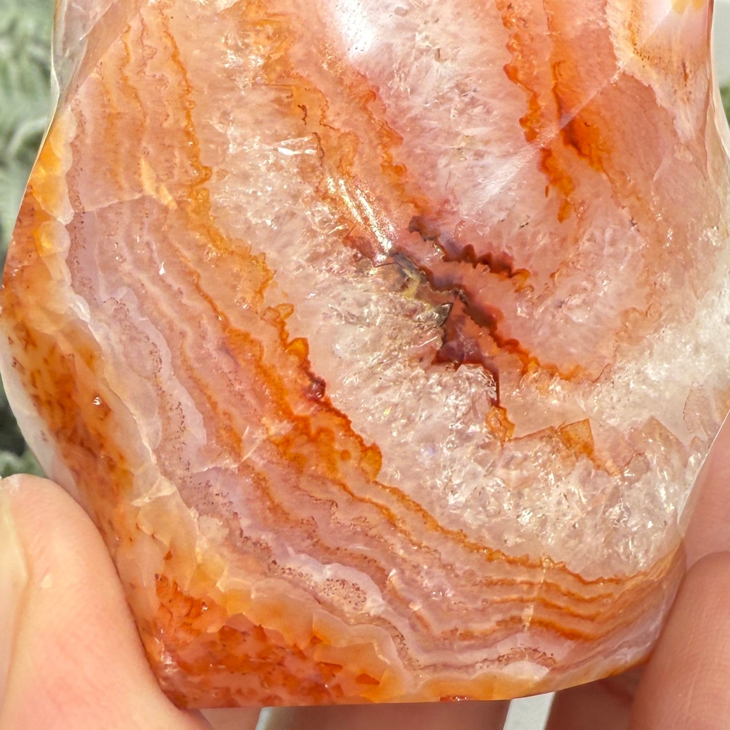 Carnelian Flame Stone of Endurance Motivation Healing Crystal Carving 214g