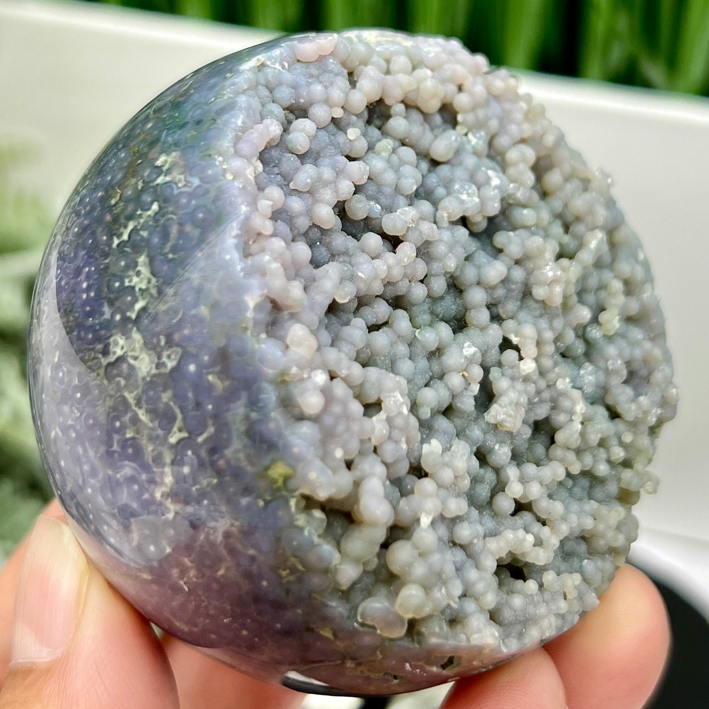 Purple Green Grape Agate RARE UNTREATED Sphere Botryoidal Crystal Ball 278g 67mm