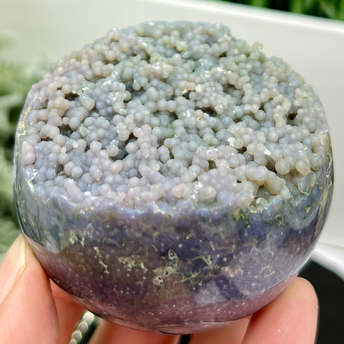 Purple Green Grape Agate RARE UNTREATED Sphere Botryoidal Crystal Ball 278g 67mm