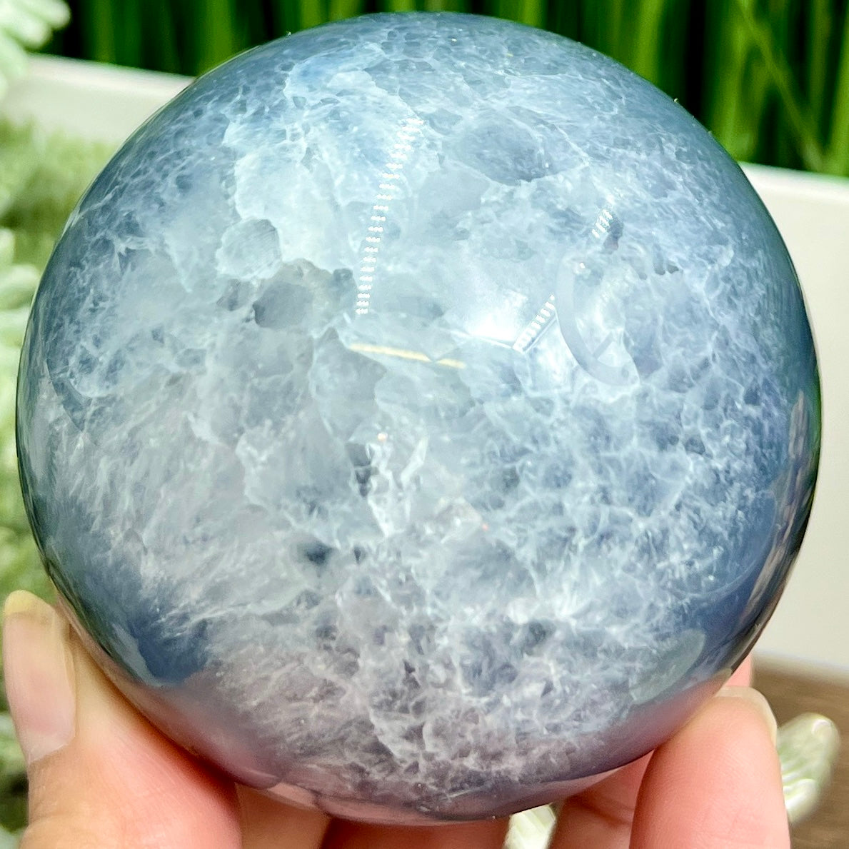 Volcanic Agate Quartz Sphere UV Reactive Healing Crystal Ball 486g 72mm