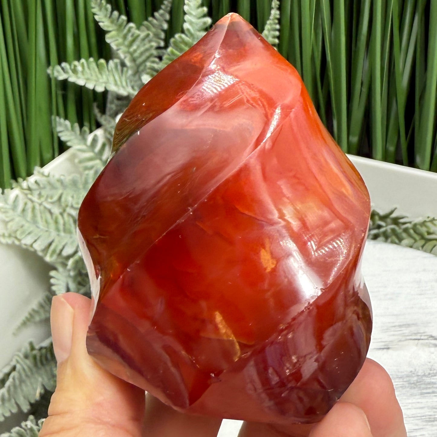 Carnelian Flame Stone of Endurance Motivation Healing Crystal Carving 246g