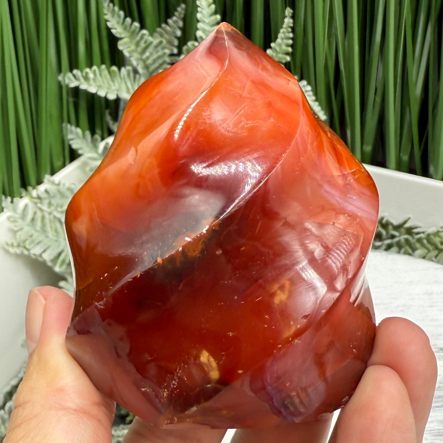 Carnelian Flame Stone of Endurance Motivation Healing Crystal Carving 246g