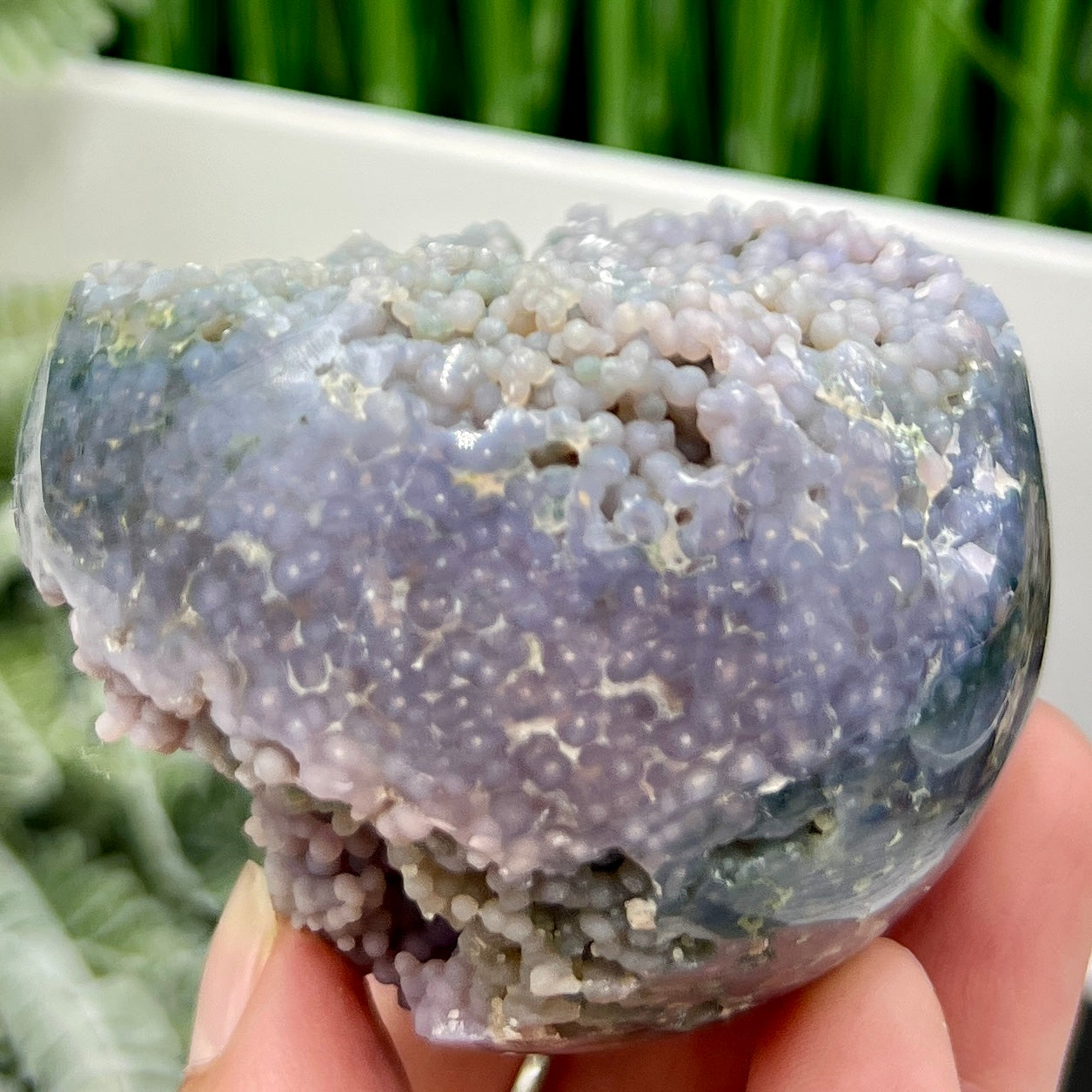 Purple Green Grape Agate RARE UNTREATED Sphere Botryoidal Crystal Ball 278g 67mm