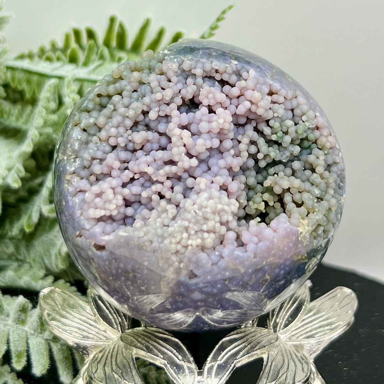 Purple Green Grape Agate RARE UNTREATED Sphere Botryoidal Crystal Ball 278g 67mm