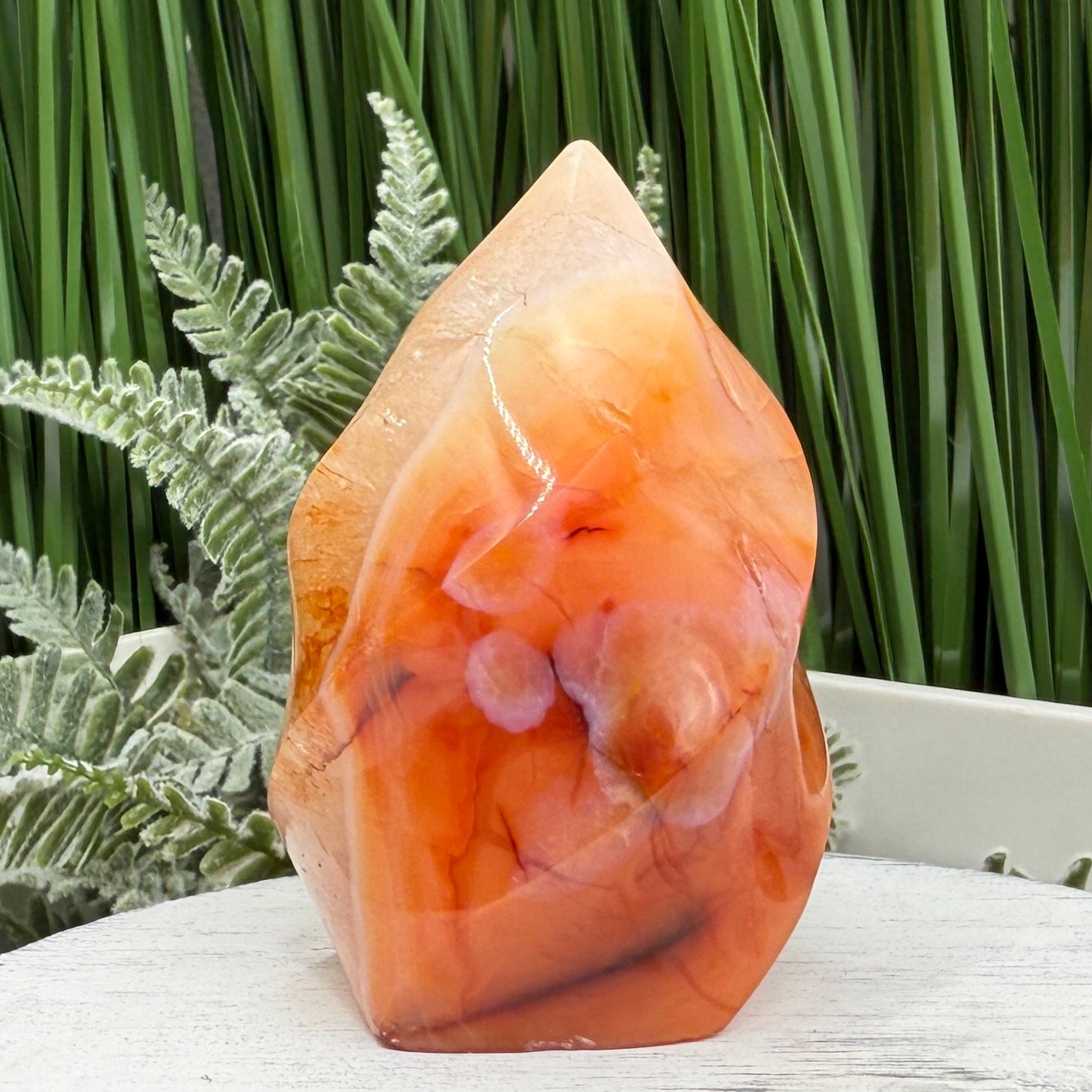 Carnelian Flame Stone of Endurance Motivation Healing Crystal Carving 208g