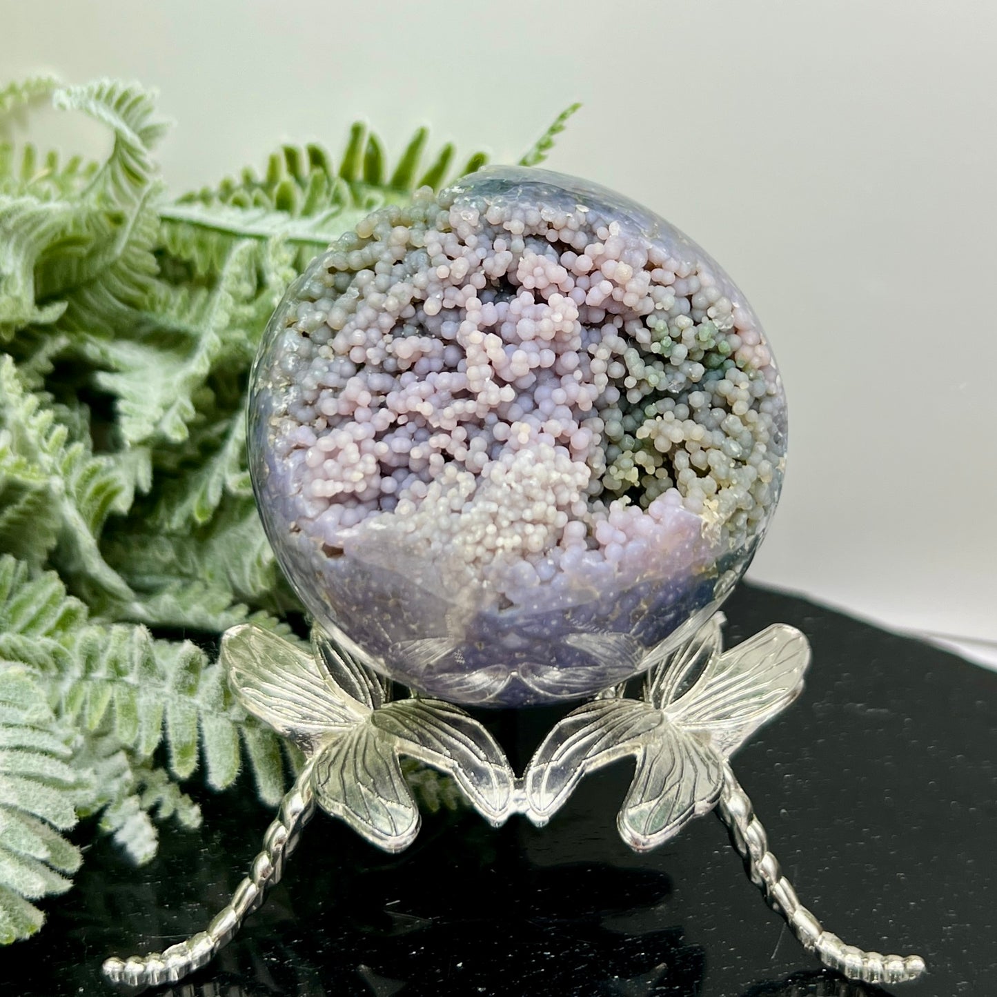 Purple Green Grape Agate RARE UNTREATED Sphere Botryoidal Crystal Ball 278g 67mm