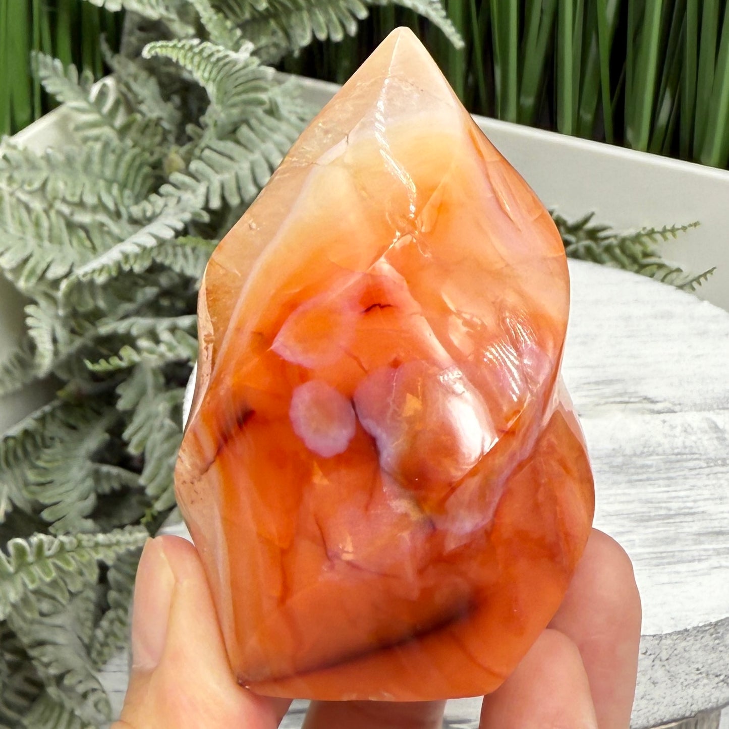 Carnelian Flame Stone of Endurance Motivation Healing Crystal Carving 208g