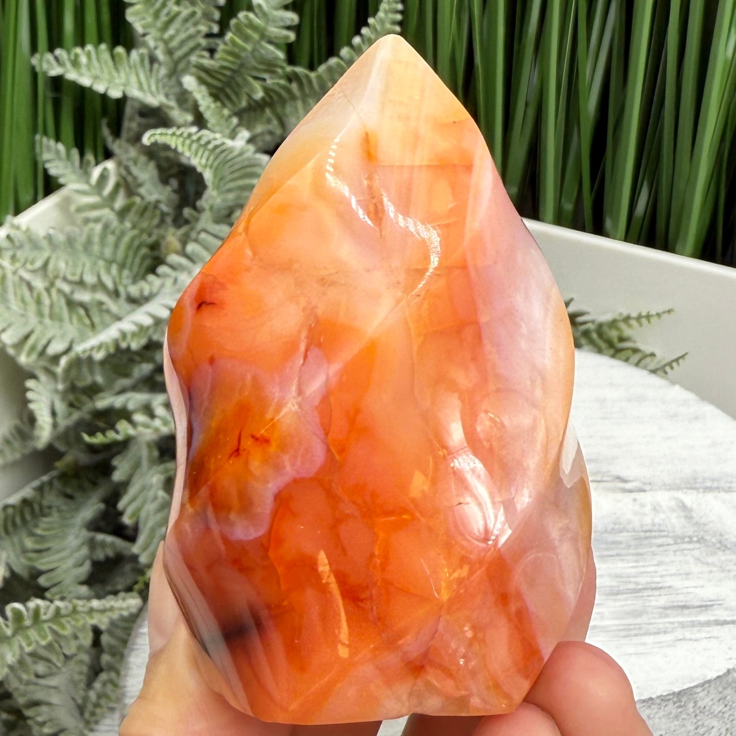 Carnelian Flame Stone of Endurance Motivation Healing Crystal Carving 208g