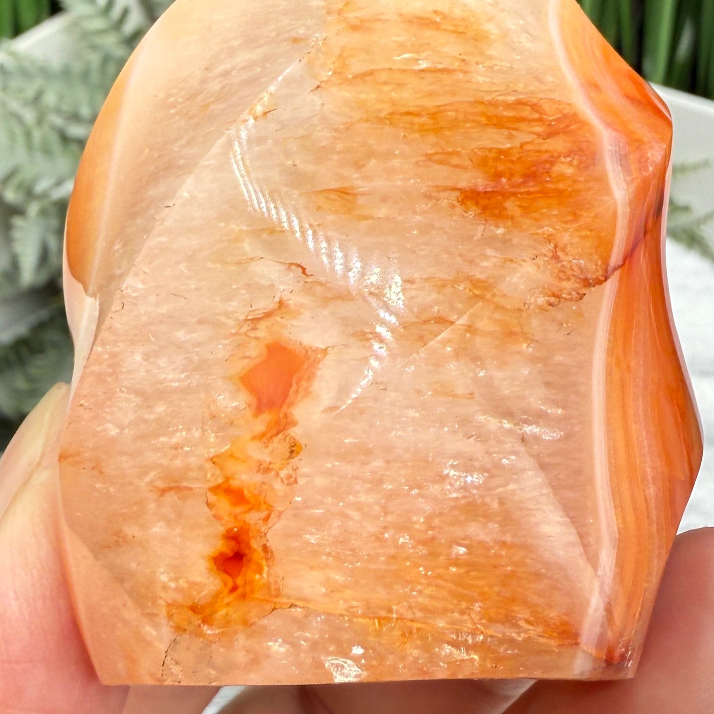 Carnelian Flame Stone of Endurance Motivation Healing Crystal Carving 208g