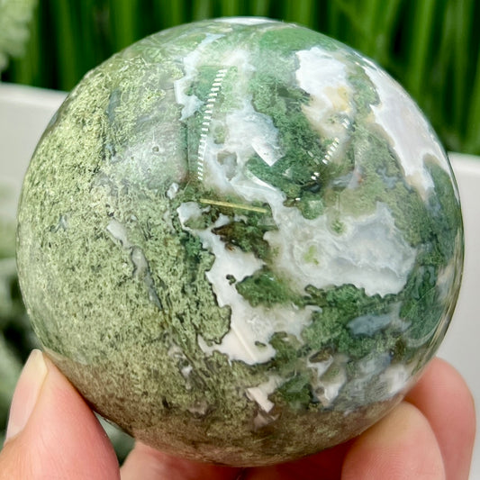 Moss Agate Sphere High Quality Crystal Ball 322g 63mm