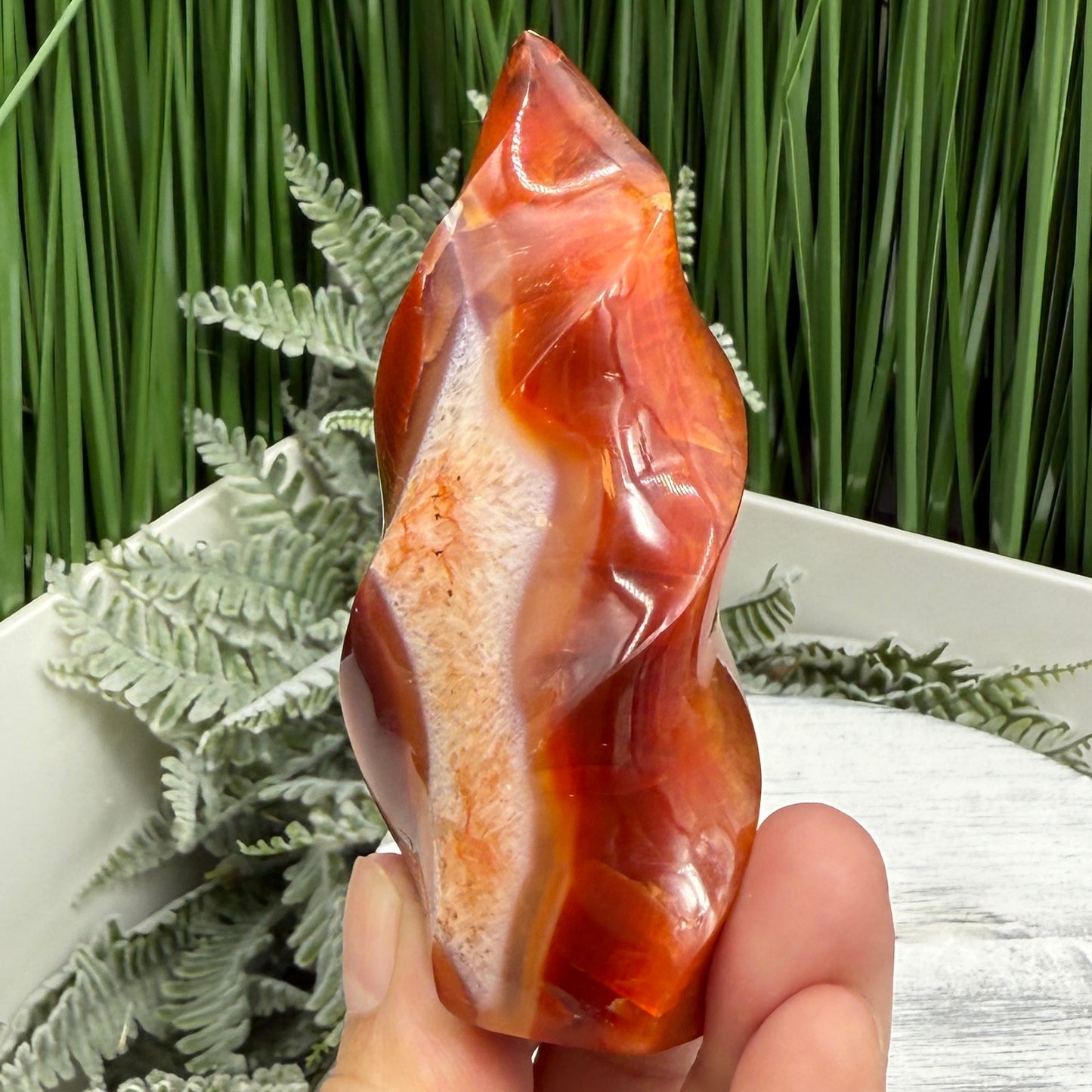 Carnelian Flame Stone of Endurance Motivation Healing Crystal Carving 139g