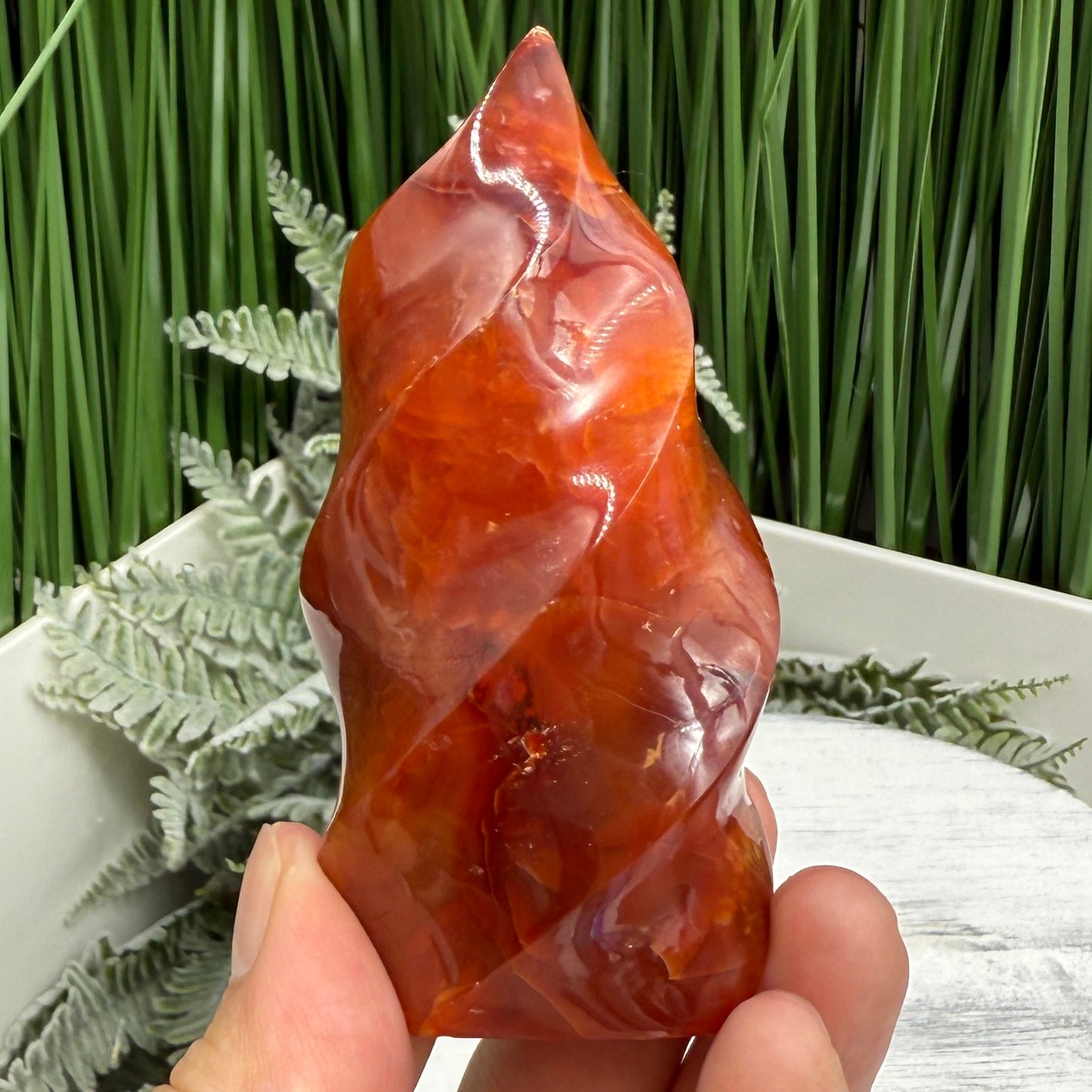 Carnelian Flame Stone of Endurance Motivation Healing Crystal Carving 139g