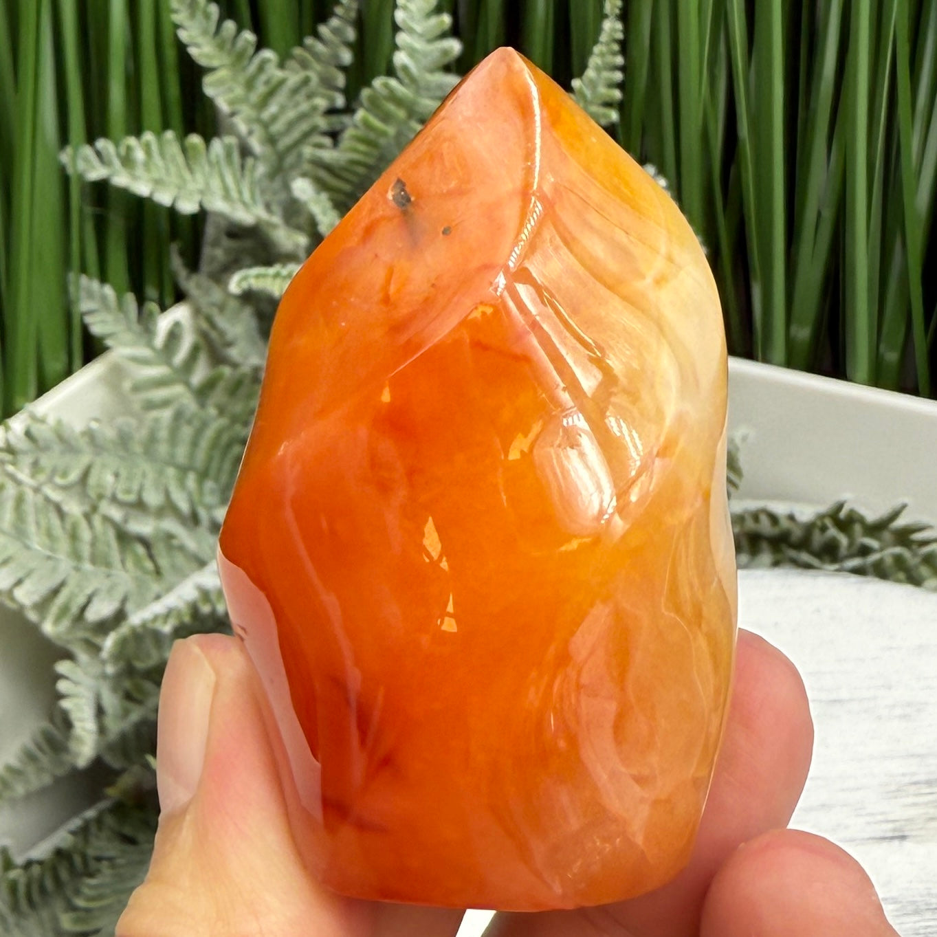 Carnelian Flame Stone of Endurance Motivation Healing Crystal Carving 112g