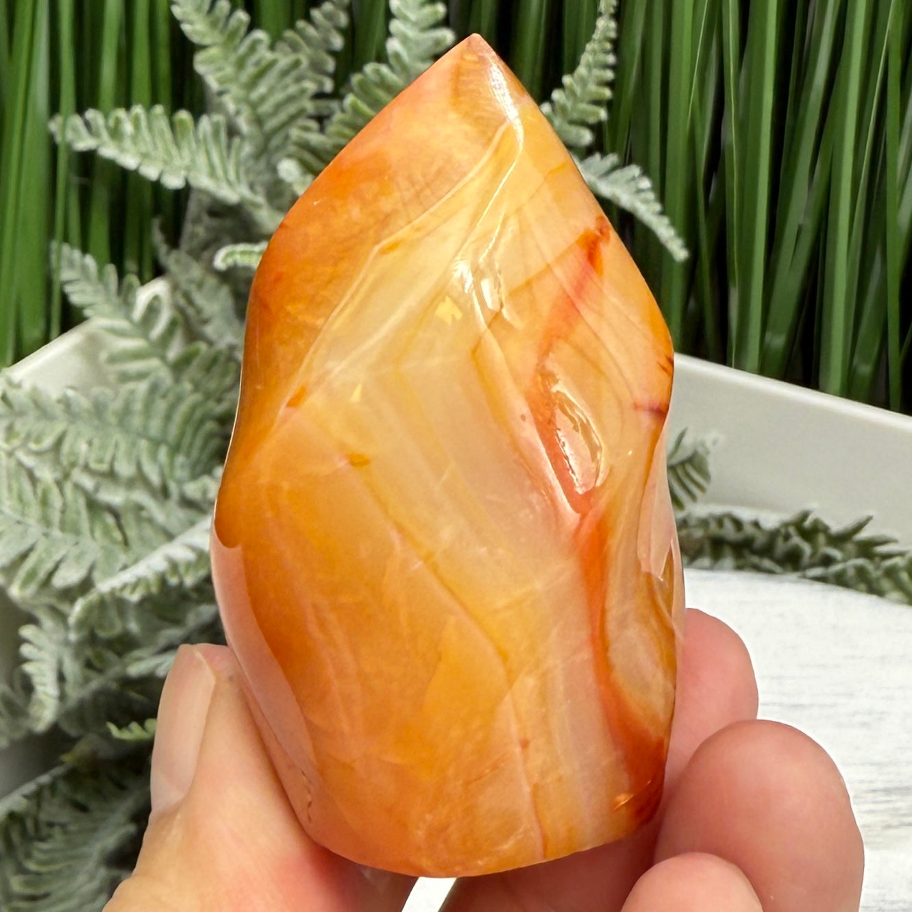 Carnelian Flame Stone of Endurance Motivation Healing Crystal Carving 112g