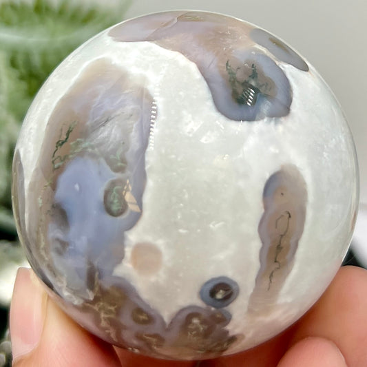 Blue Green Moss Agate Sphere High Quality Crystal Ball 192g 52mm