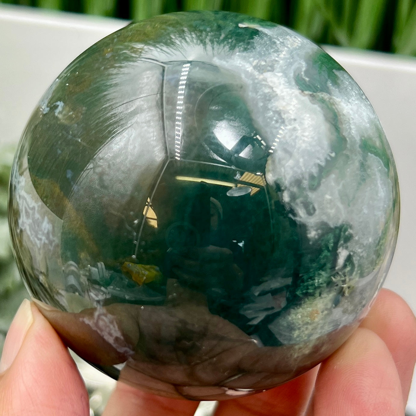 Moss Agate Sphere High Quality Crystal Ball 380g 65mm