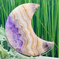 Amethyst with Mexican Lace Agate Purple Moon Crescent with Stand Healing Crystal 380g