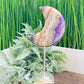 Amethyst with Mexican Lace Agate Purple Moon Crescent with Stand Healing Crystal 380g