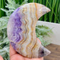 Amethyst with Mexican Lace Agate Purple Moon Crescent with Stand Healing Crystal 380g