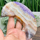 Amethyst with Mexican Lace Agate Purple Moon Crescent with Stand Healing Crystal 380g