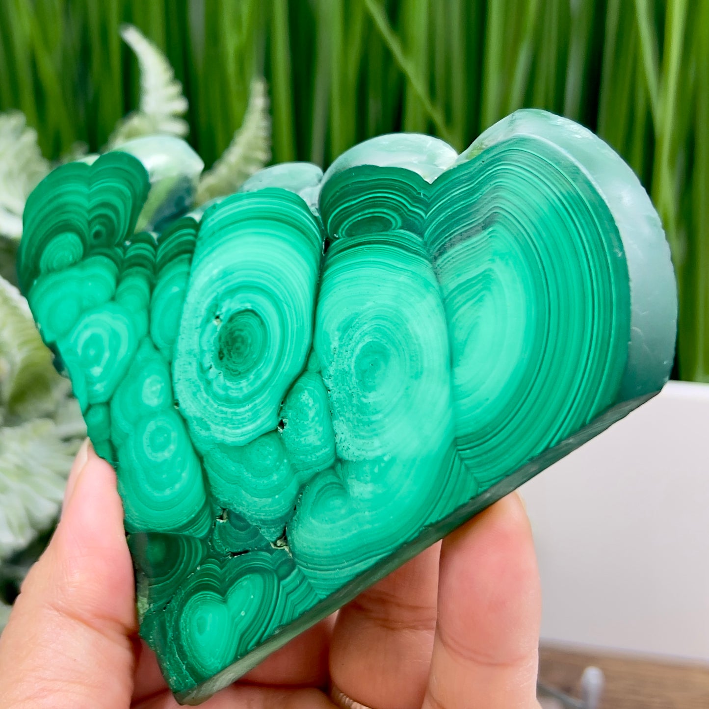 Malachite Slice Natural Specimen with Stand Crystal Slab 208g