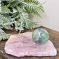 Rose Quartz with Golden Healer Sphere Holder Slice Crystal Slab for Spheres 210g