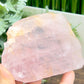 Rose Quartz with Golden Healer Sphere Holder Slice Crystal Slab for Spheres 210g