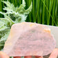 Rose Quartz with Golden Healer Sphere Holder Slice Crystal Slab for Spheres 210g