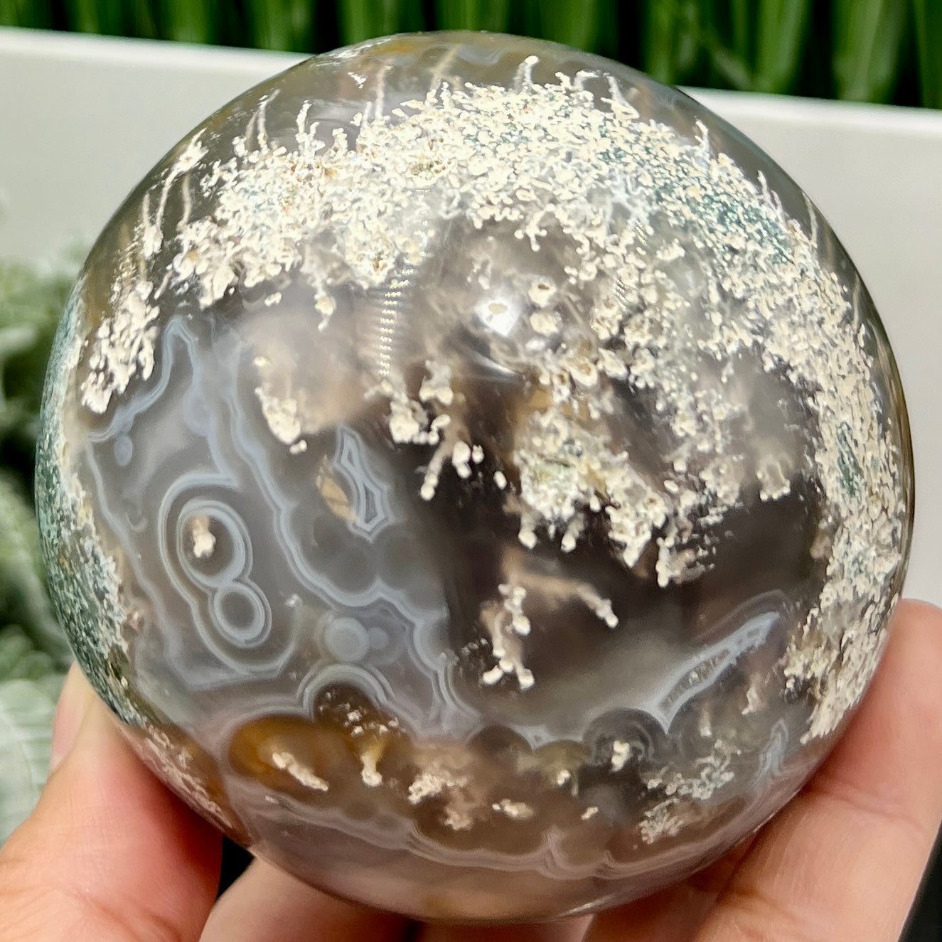 Multicoloured Moss Agate Sphere High Quality Crystal Ball 766g 84mm