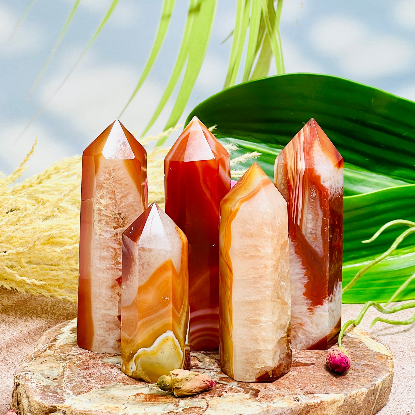 Carnelian Quartz Points Towers Healing Crystal Generators