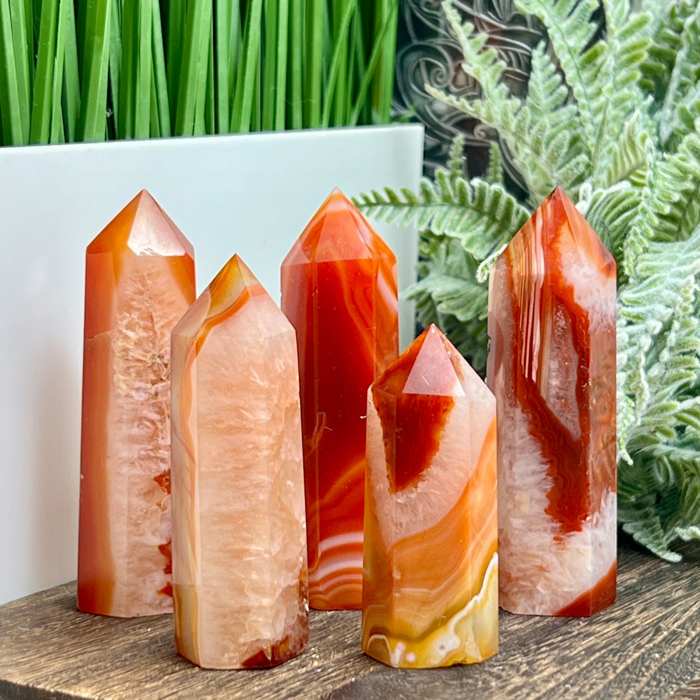 Carnelian Quartz Points Towers Healing Crystal Generators