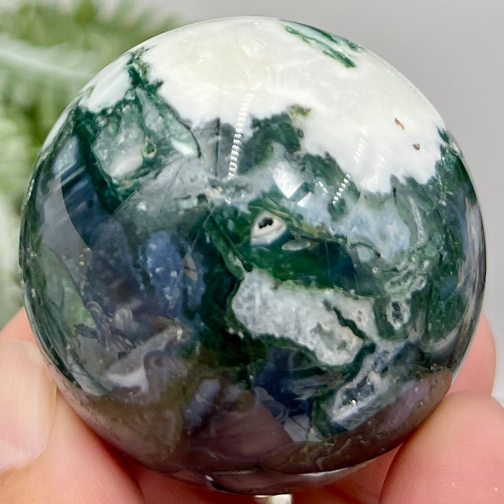 Moss Agate Sphere High Quality Crystal Ball 130g 46mm