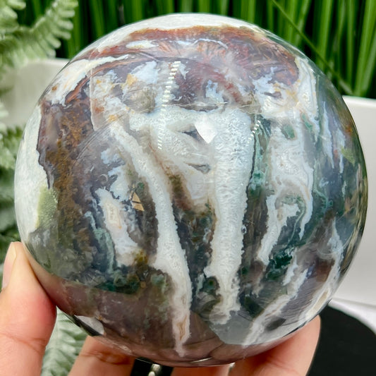 Multicoloured Moss Agate Sphere High Quality Crystal Ball 1596g 106mm