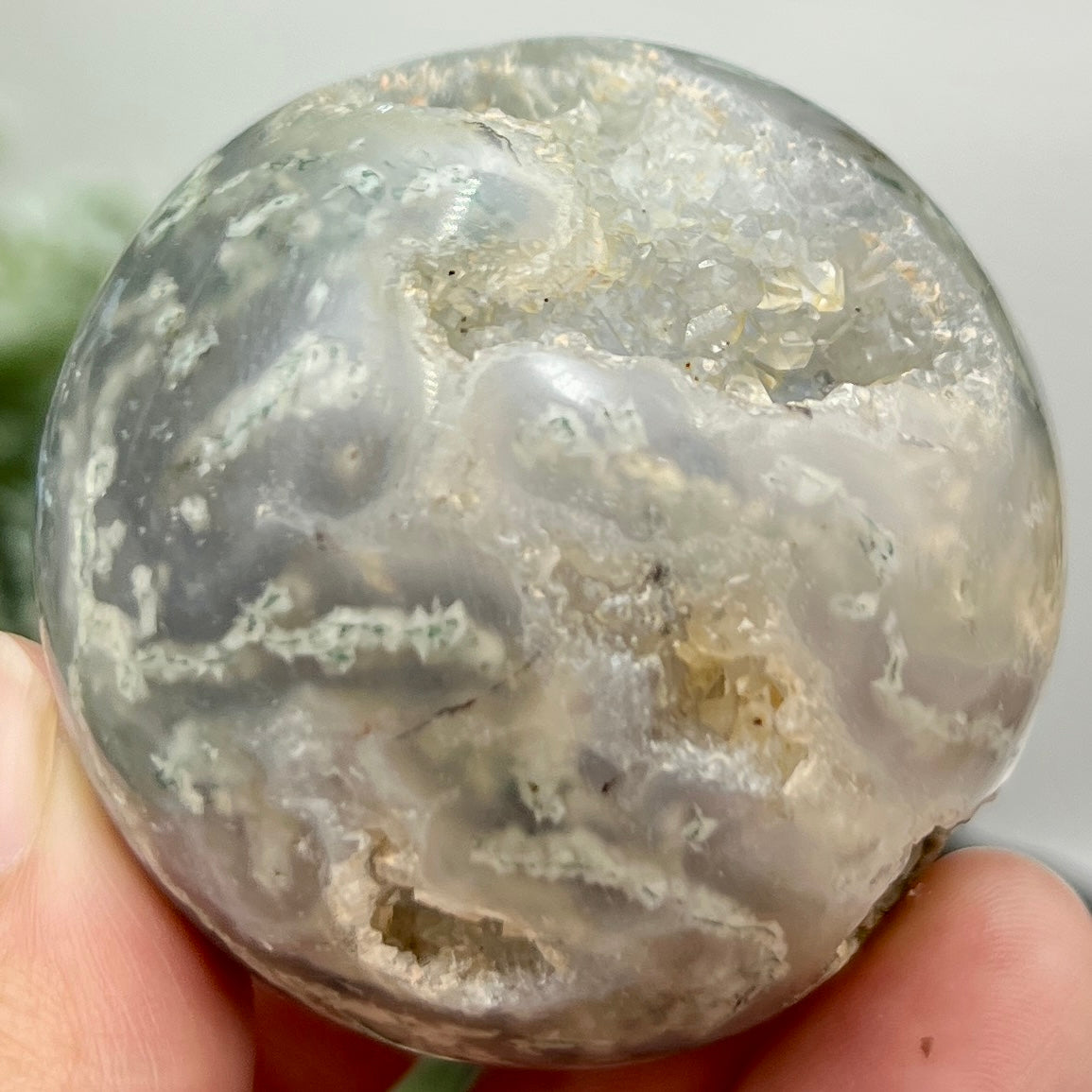 Moss Agate Sphere High Quality Crystal Ball 162g 50mm