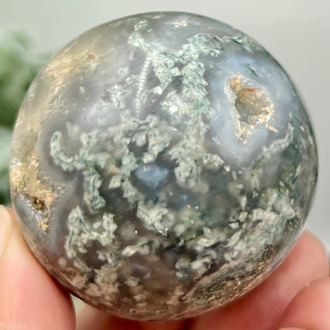 Moss Agate Sphere High Quality Crystal Ball 162g 50mm