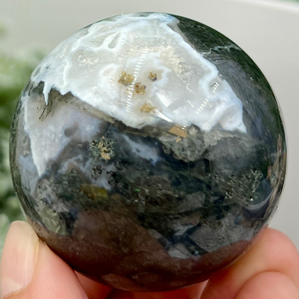 Moss Agate Sphere High Quality Crystal Ball 50mm