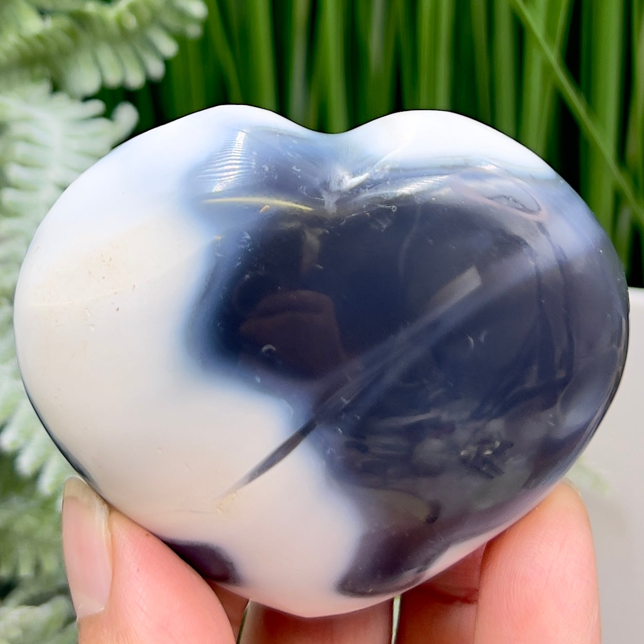 Orca Agate Ocean Agate Ocean Orbicular Agate Heart with Stand Crystal 174g