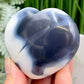 Orca Agate Ocean Agate Ocean Orbicular Agate Heart with Stand Crystal 174g