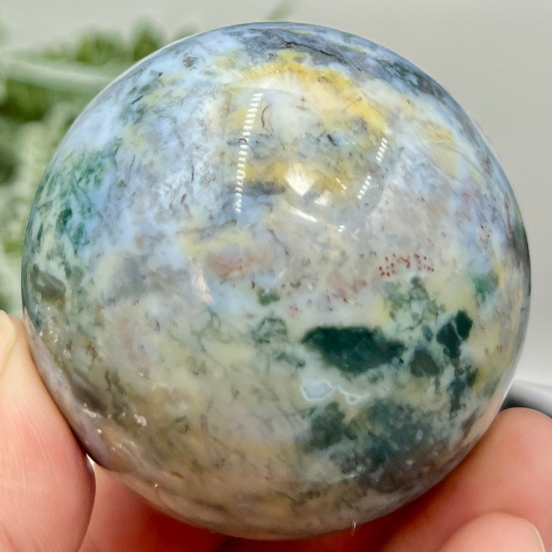 Ocean Sea Jasper with Moss Agate Sphere Crystal Ball 230g 55mm