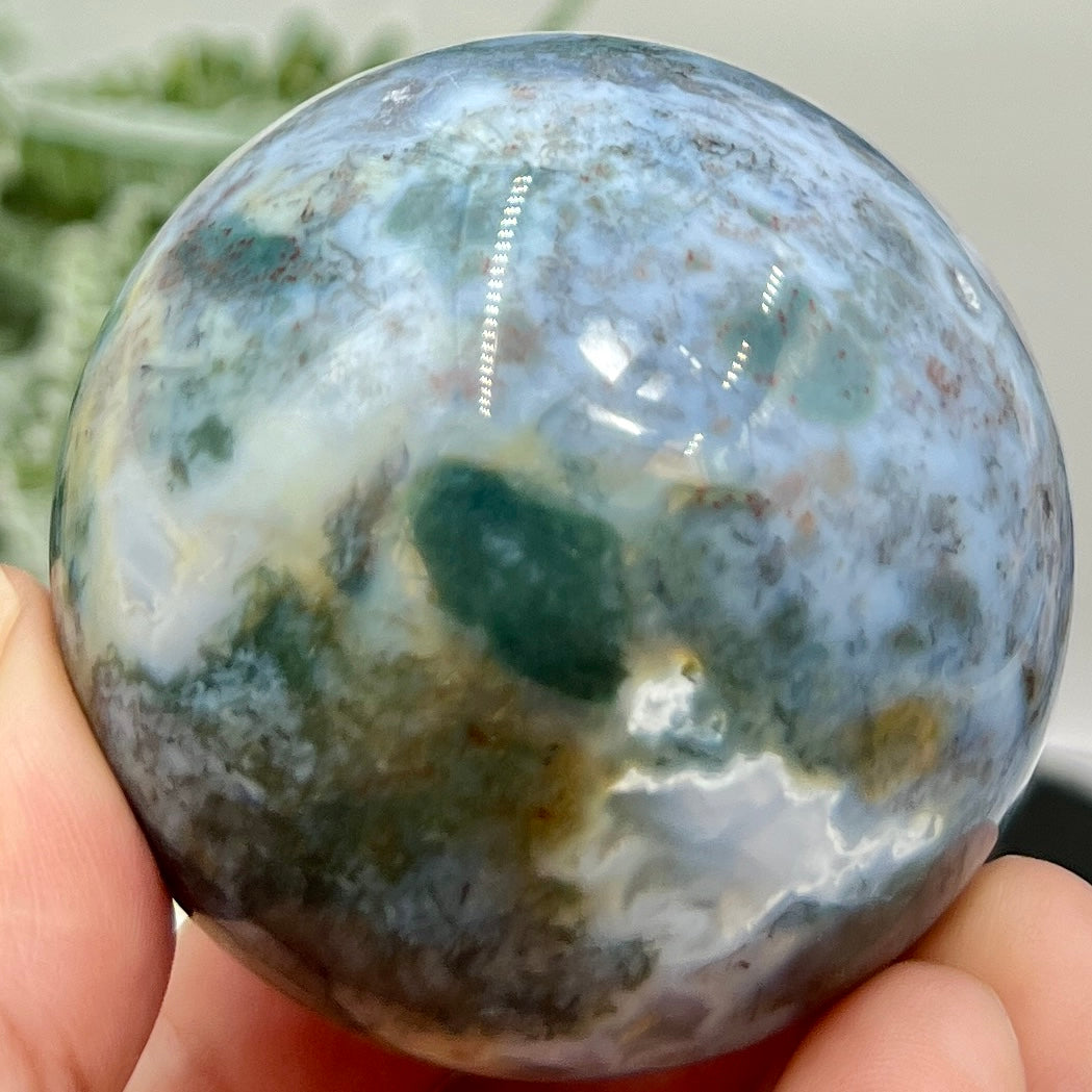 Ocean Sea Jasper with Moss Agate Sphere Crystal Ball 230g 55mm