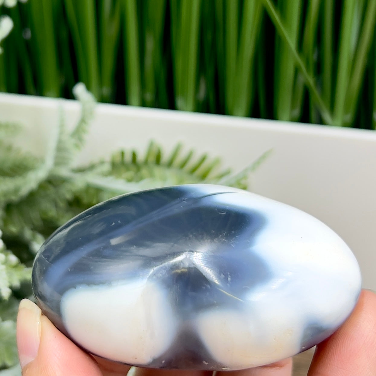 Orca Agate Ocean Agate Ocean Orbicular Agate Heart with Stand Crystal 174g