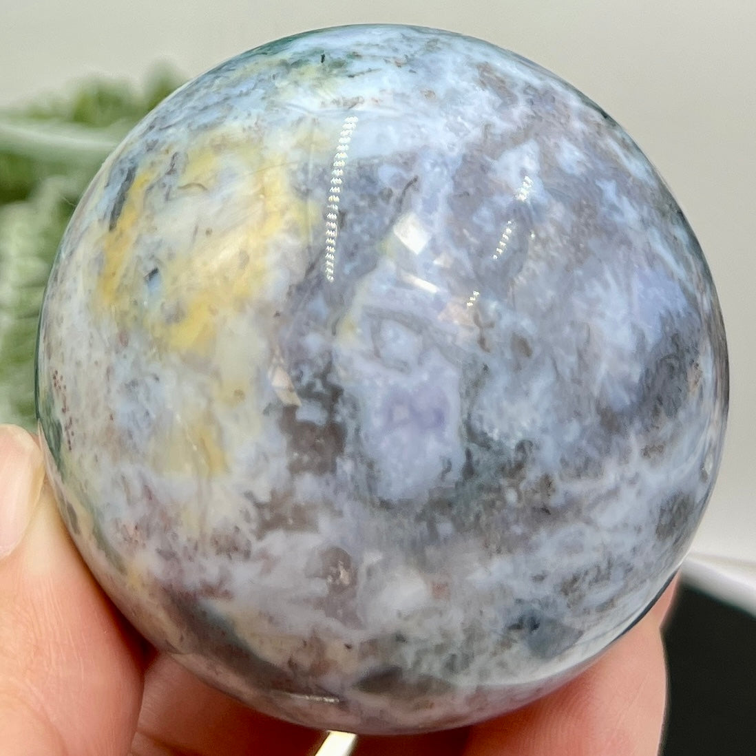 Ocean Sea Jasper with Moss Agate Sphere Crystal Ball 230g 55mm