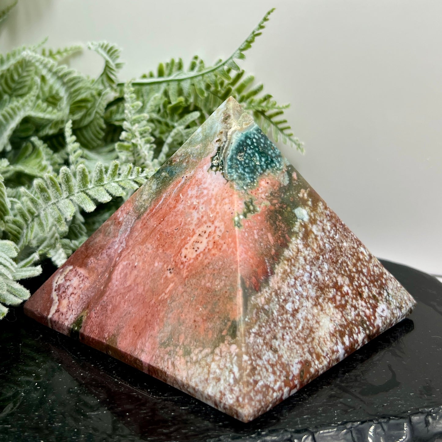 Ocean Sea Jasper Pyramid Crystal Carving 672g