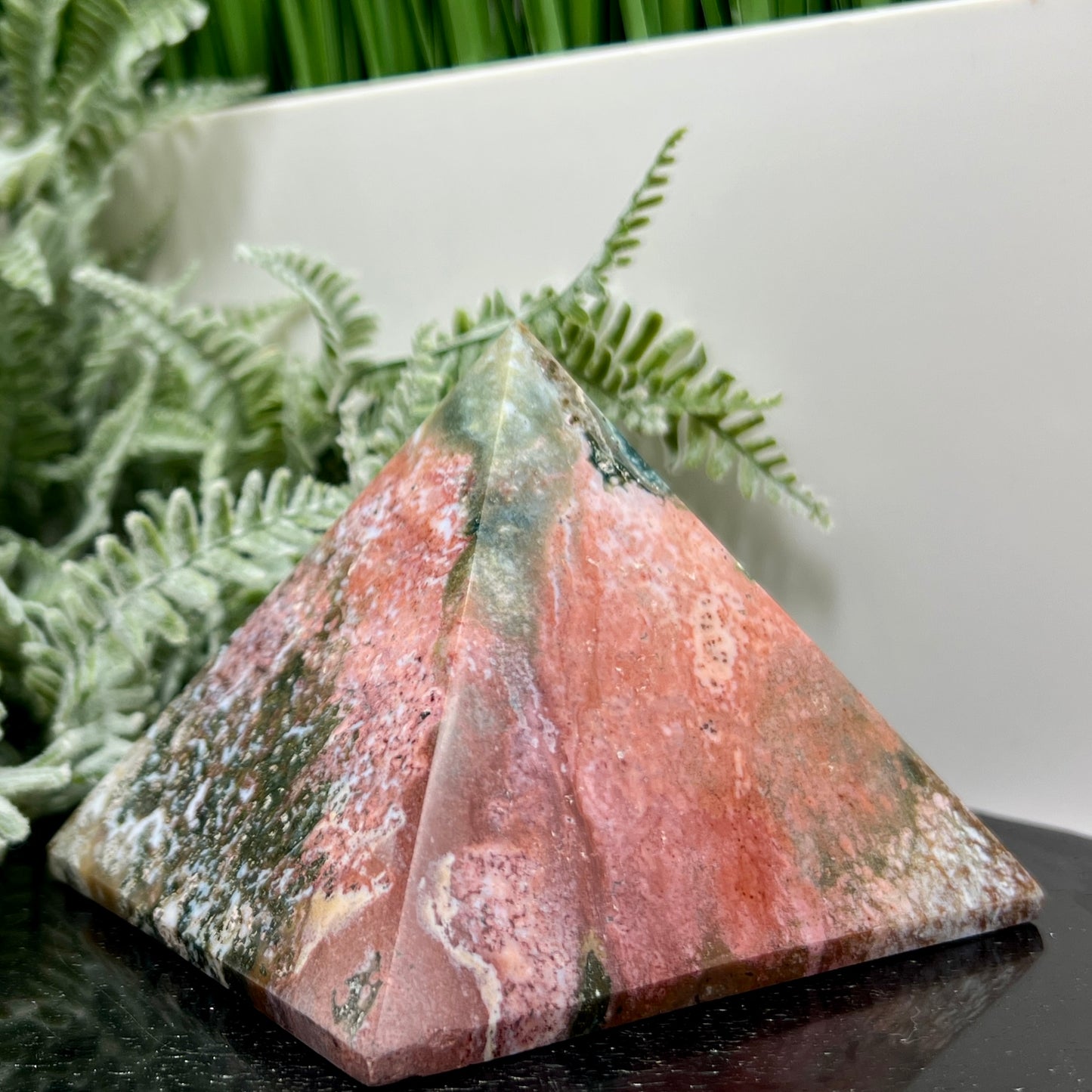 Ocean Sea Jasper Pyramid Crystal Carving 672g