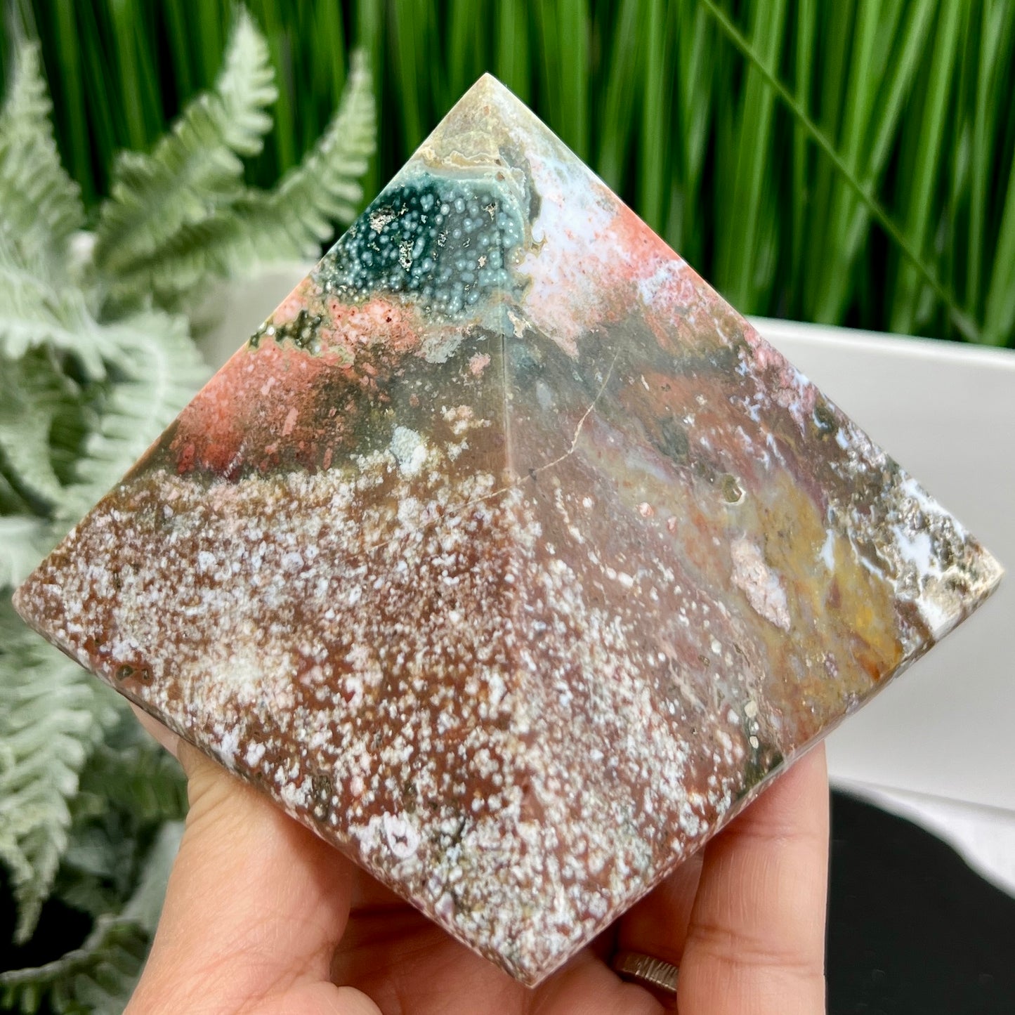 Ocean Sea Jasper Pyramid Crystal Carving 672g