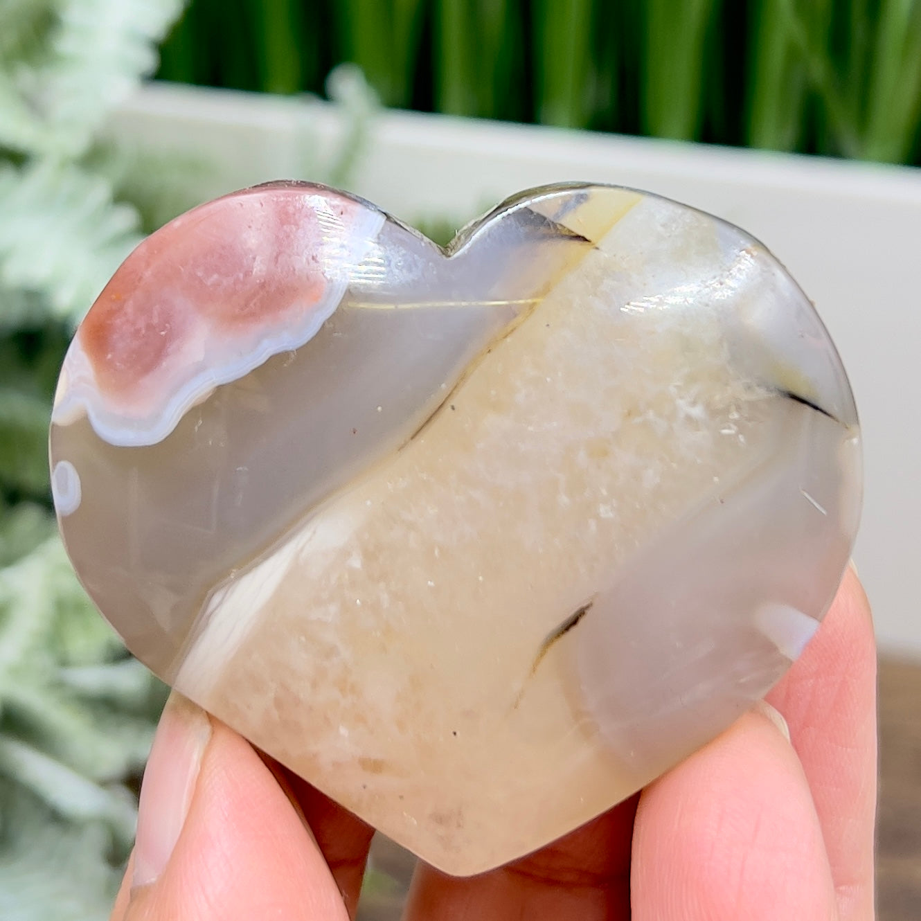 Agate Heart Healing Crystal Carving 82g