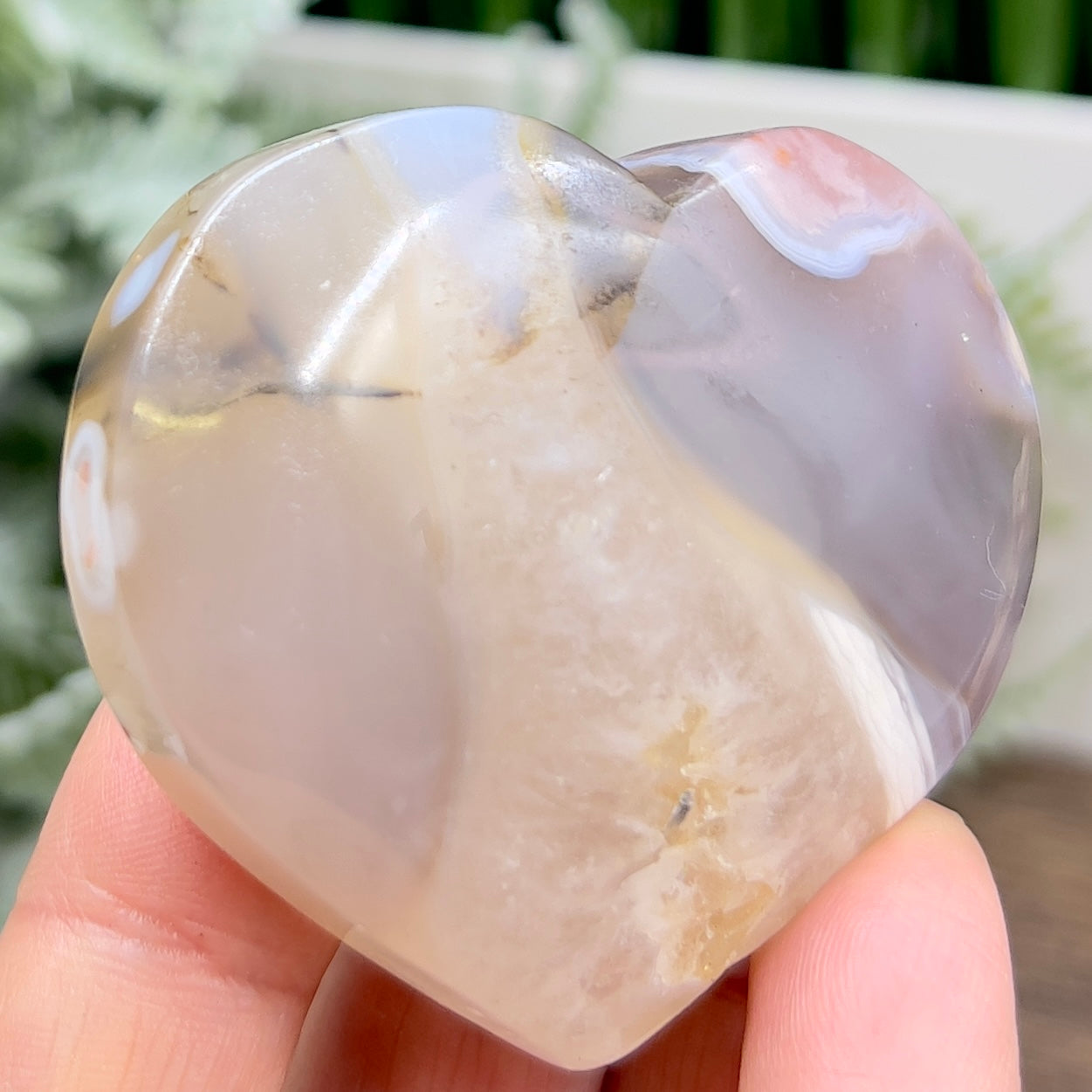 Agate Heart Healing Crystal Carving 82g