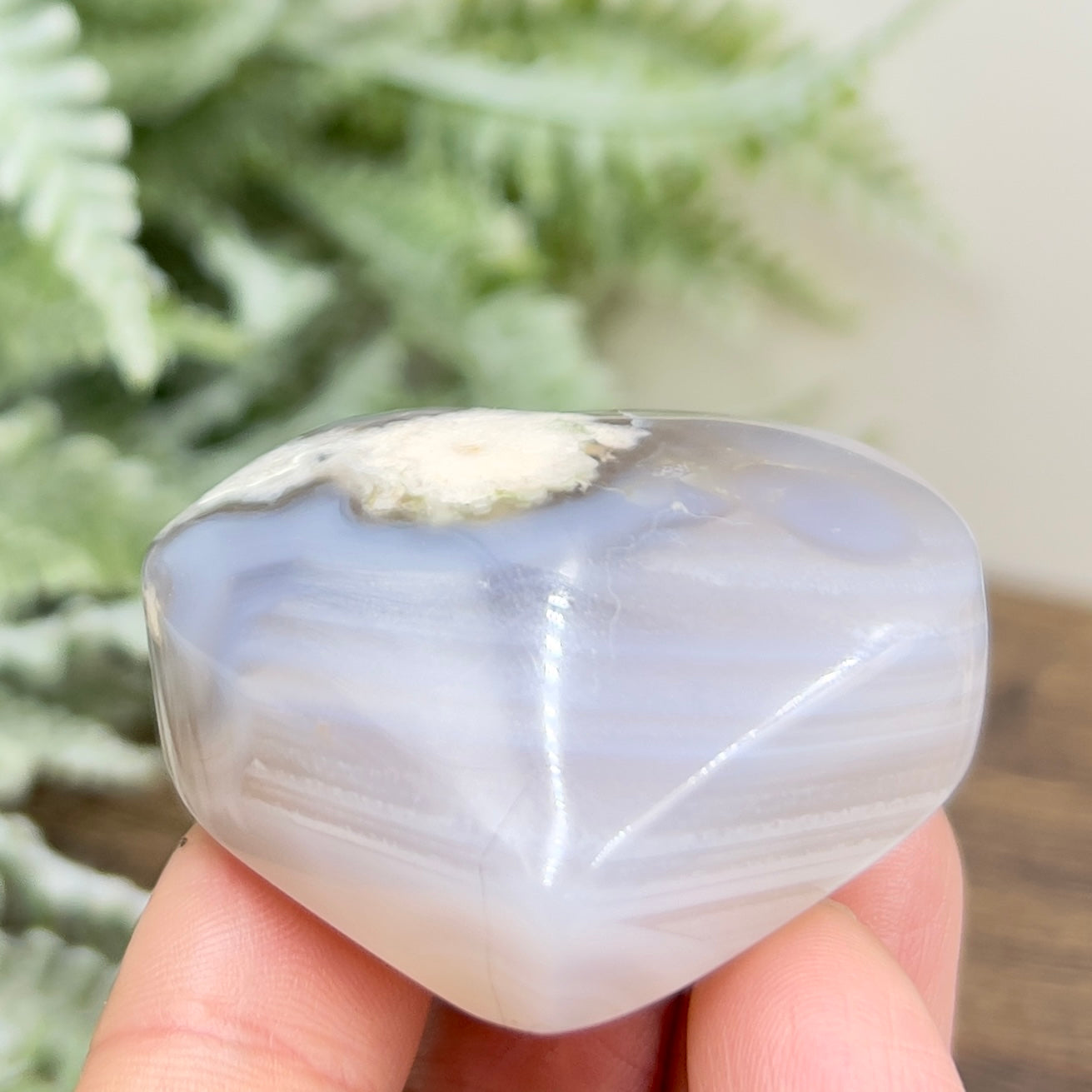 Flower Agate Heart Healing Crystal Carving 68g