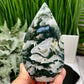 Moss Agate Quartz Druzy Flame High Quality Crystal 364g 129mm